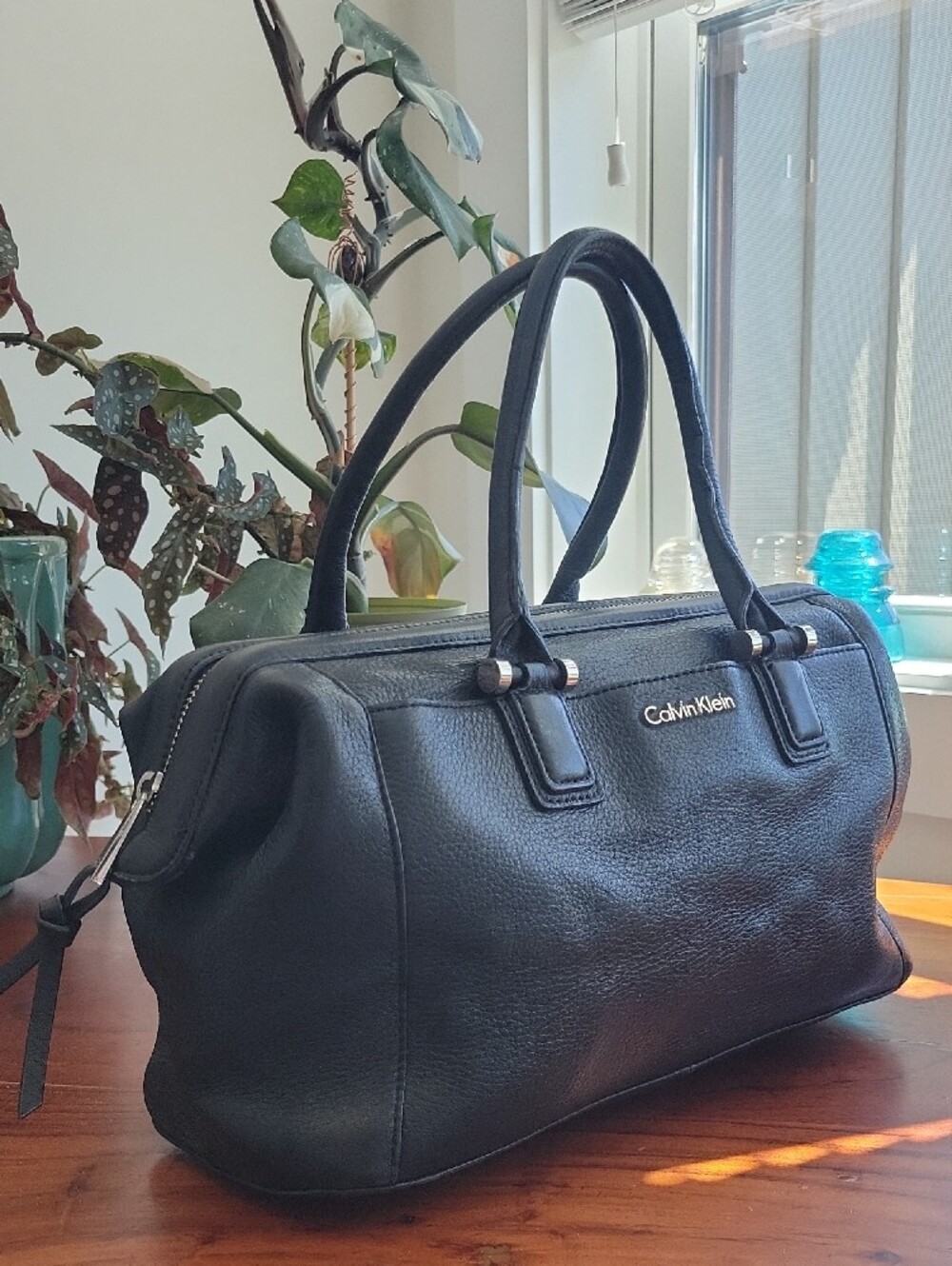Calvin Klein Black Genuine Pebbled Leather (Doctor's Bag) Satchel - Picture 2 of 11